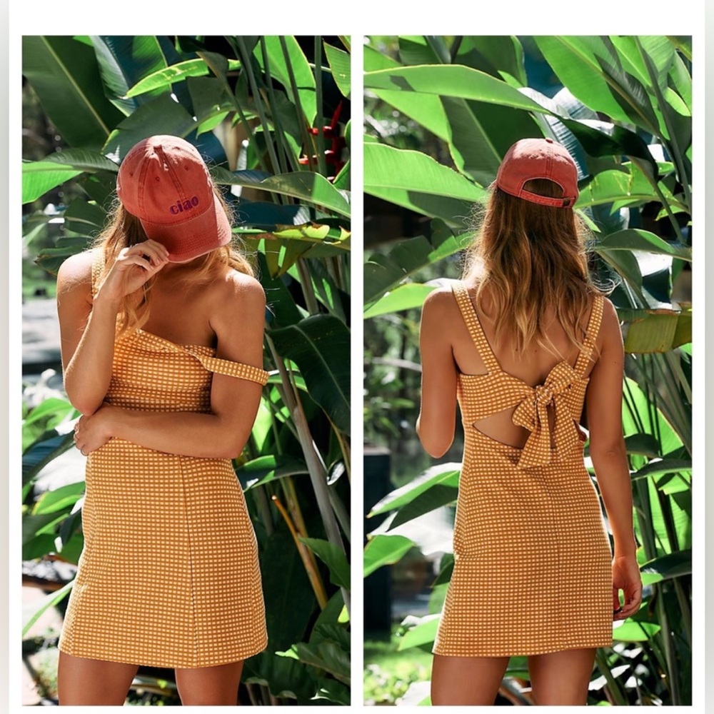 Free people yellow gingham dress. Worn once